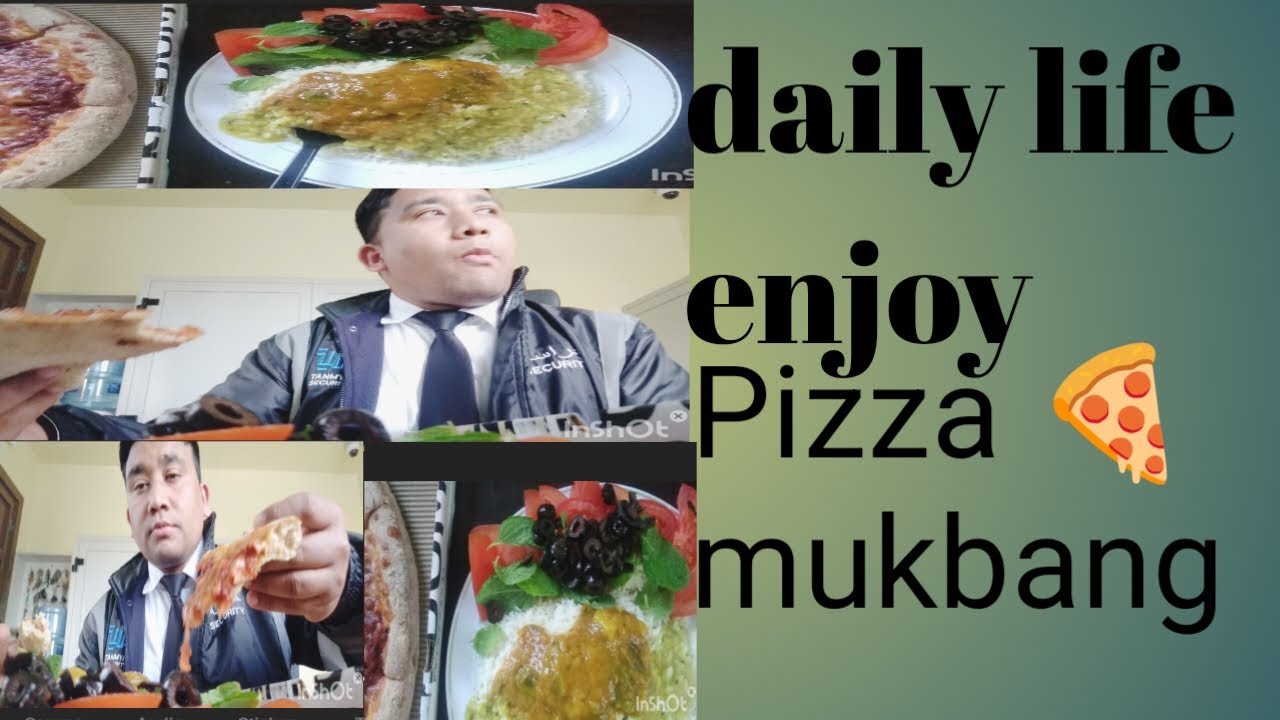 😘😋😋डिनर टाइम मुकबाङ | Pizza, Rice & Chicken Curry Together 🍕🍗
