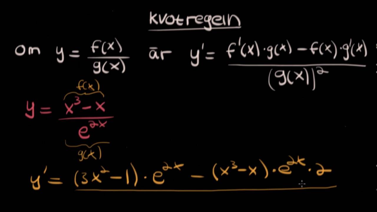 Derivatan av en kvot (kvotregeln)- Matte 4