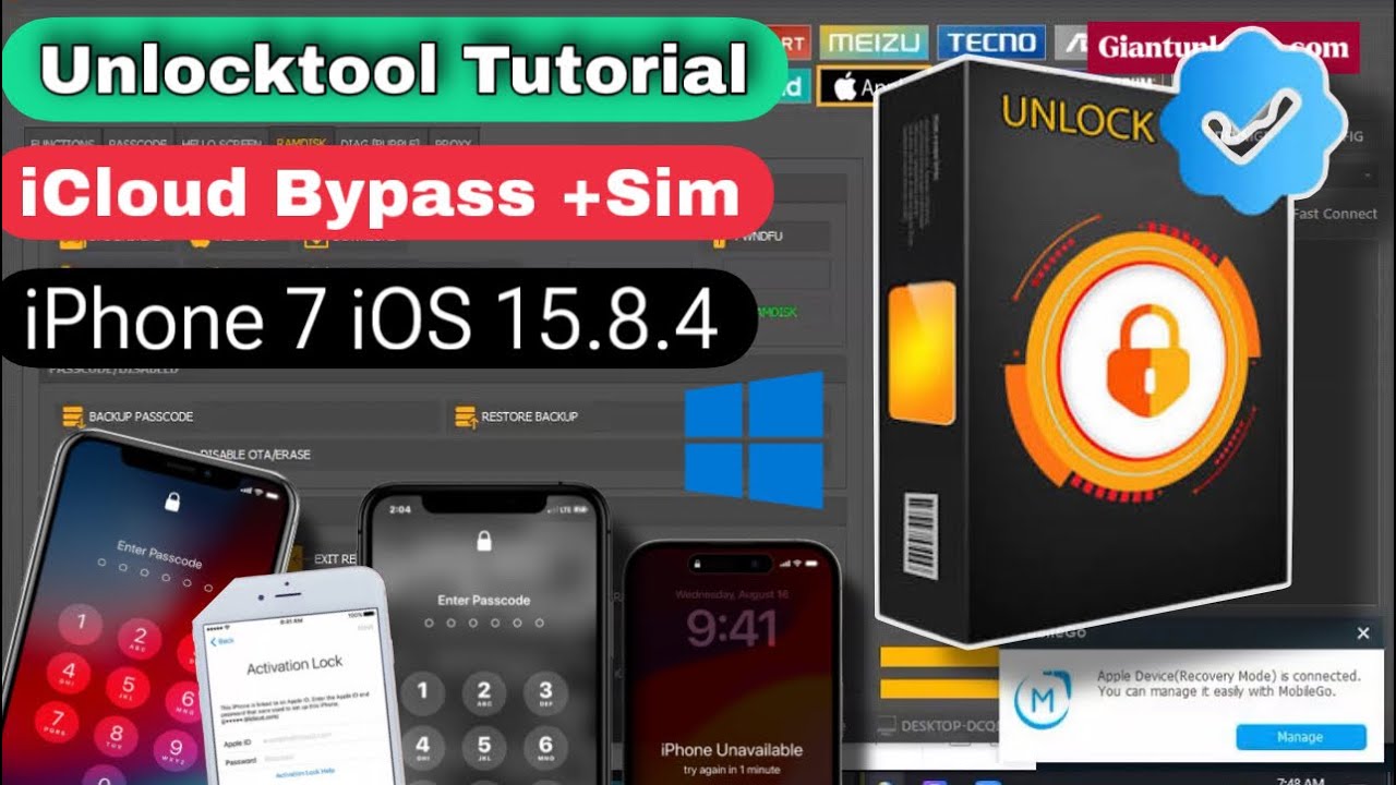FREE iPhone 7 iCloud Bypass iOS 15.8 🔥 SIM Working 100% | UnlockTool Method