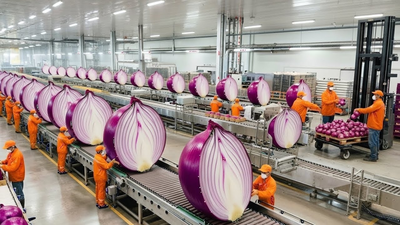 Inside a Massive Onion Processing Factory – Thousands Peeled Every Minute