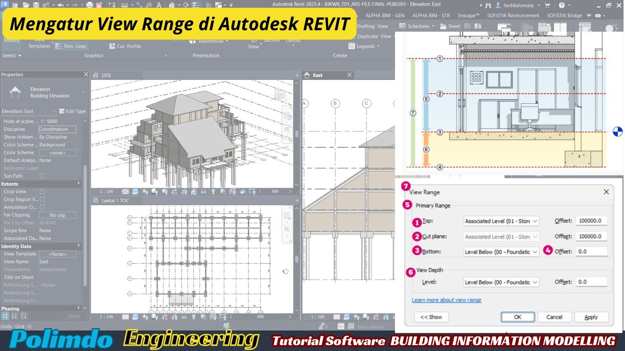 Cara Mengatur View Range | Kenapa Pondasi & Kolom Tidak Muncul ?