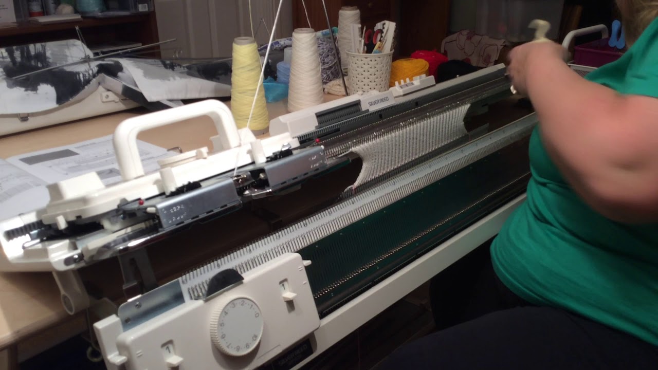 Silver Reed Punchcard Knitting Machines 1x1 rib, video 2 of 2