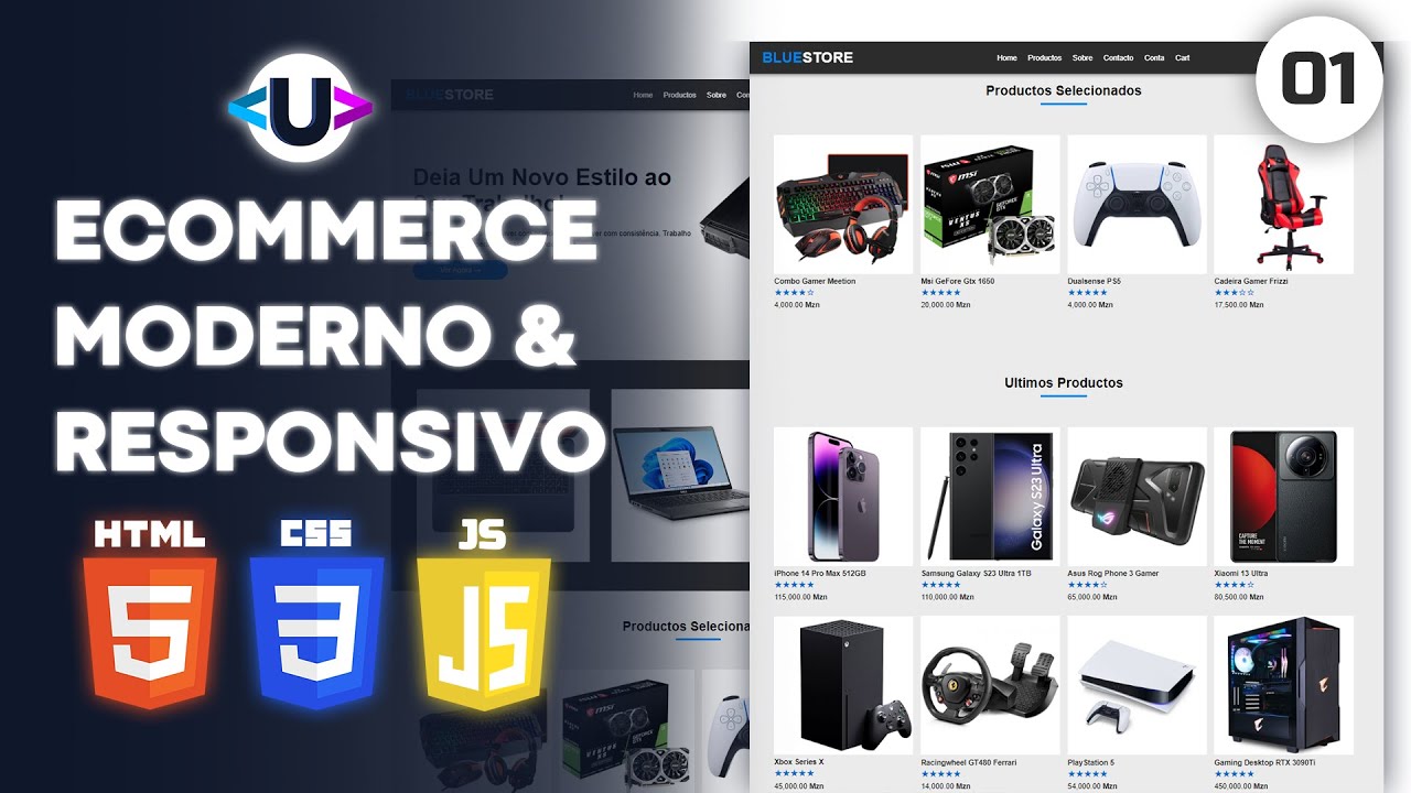 Como Criar Um Ecommerce Moderno e Responsivo - Parte 1 - Com HTML, CSS e JAVASCRIPT