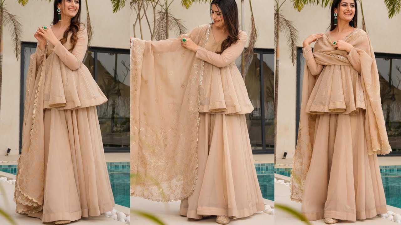 🔥Trendy panel peplum kurti cutting and stitching/peplum frock cutting/anarkali dress/peplum dress