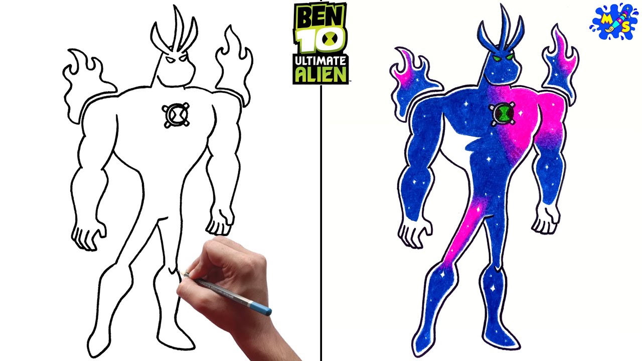 How to draw Ultimate Alien X from Ben 10