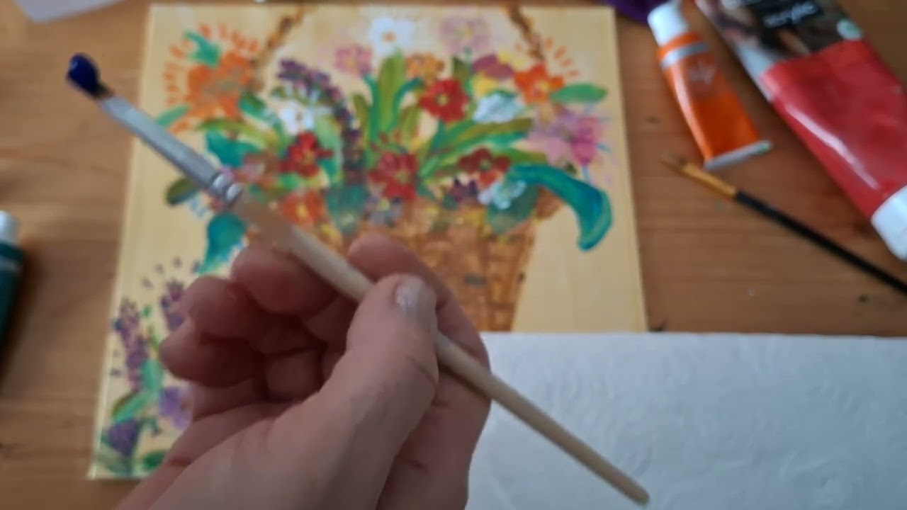 flower basket, painting for beginners🎨🖼