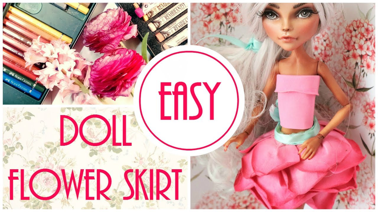 How to Doll Flower Dress Easy /  Barbie, Monster High / DIY Handmade Craft Tutorial
