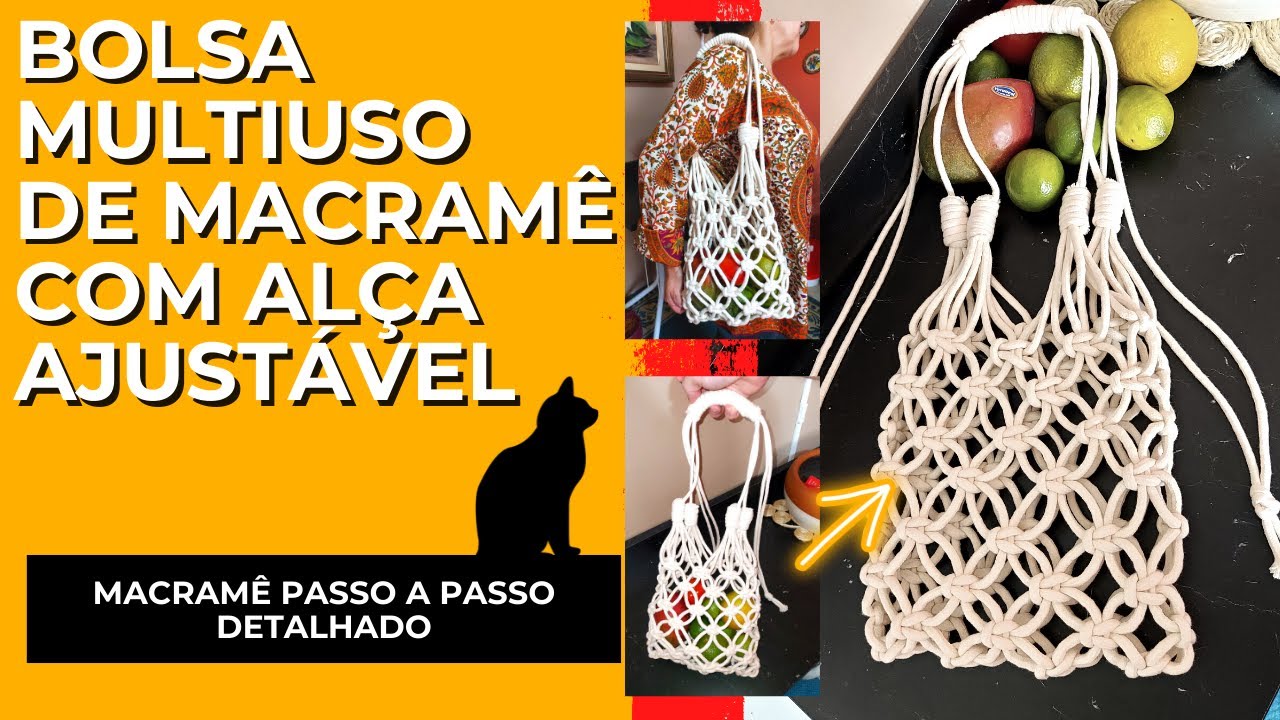 Como fazer bolsa macrame - Passo a passo Eco bag - DIY macramê para iniciantes - canal de macrame