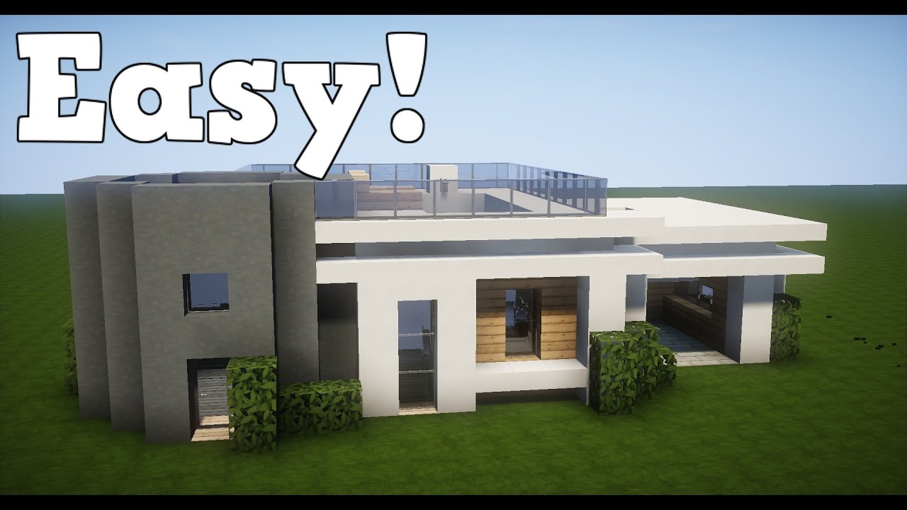 Minecraft : How To Make A Small Modern House w/ Rooftop Pool!