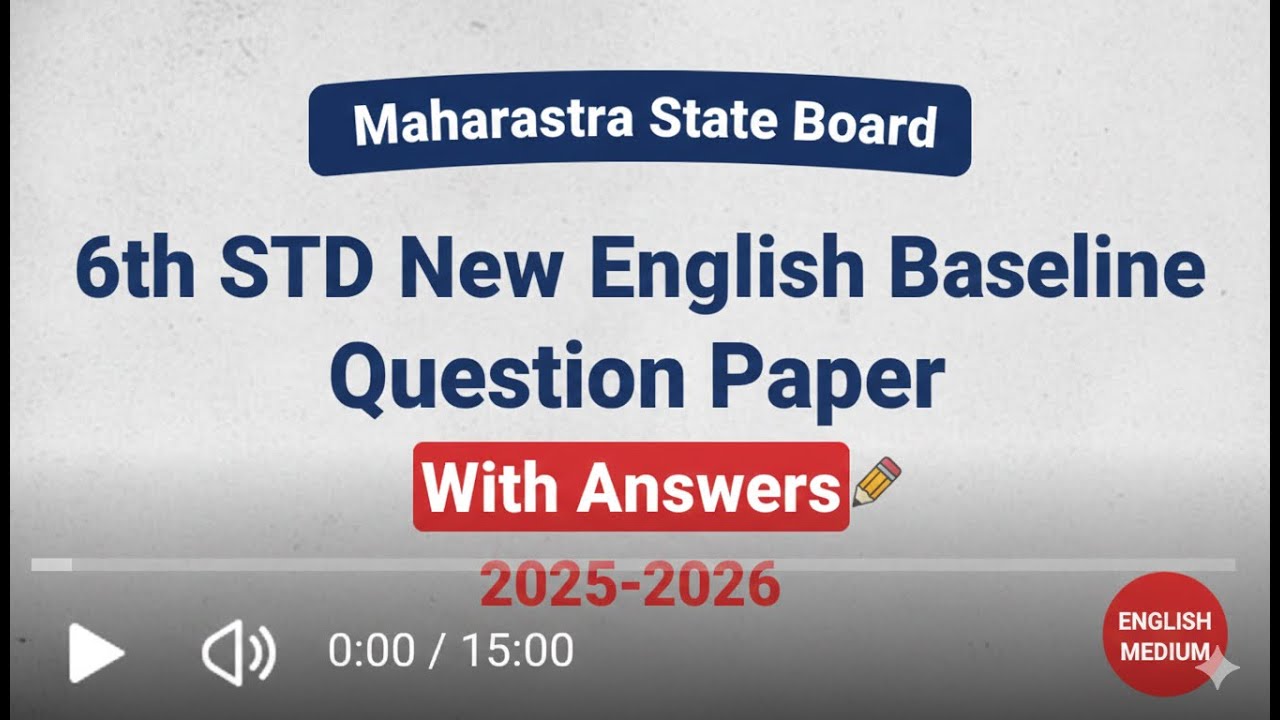6th English Baseline Question paper with Answers 2025-2026 #baseline 