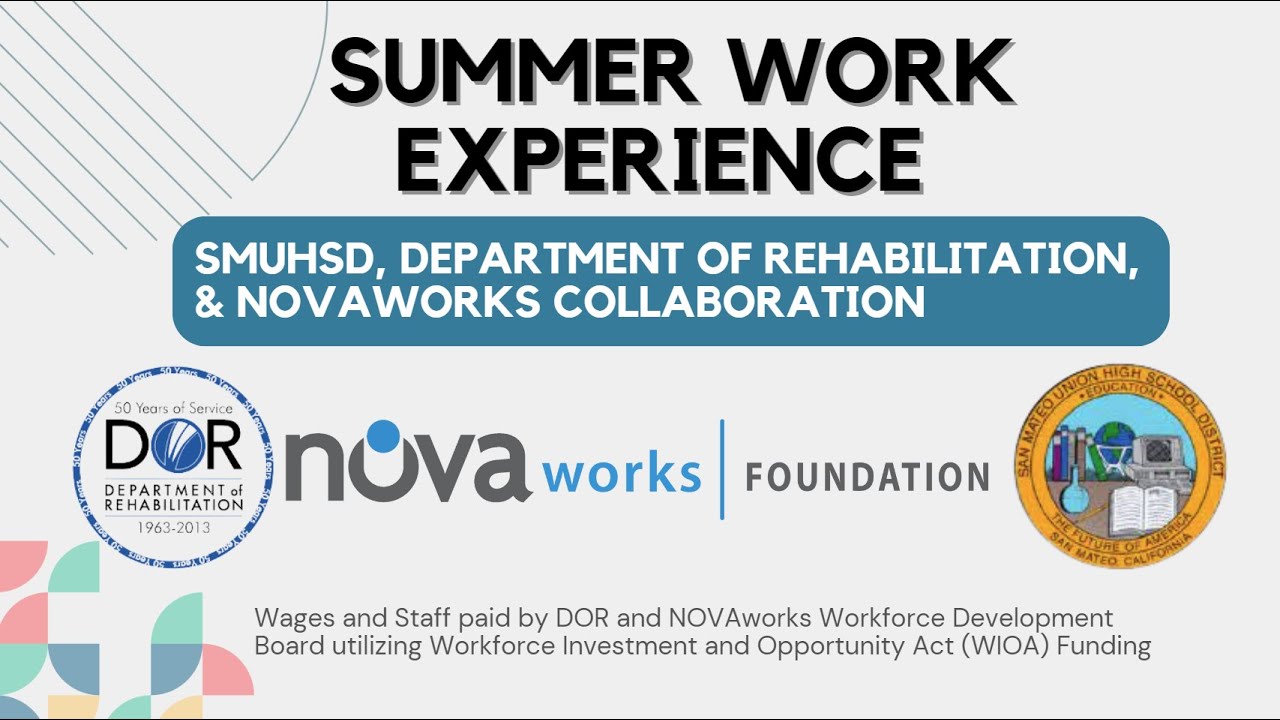 SMUHSD/Work Experience Can Work (WCW)/NOVAworks Summer Young Adult Work-based Learning Program