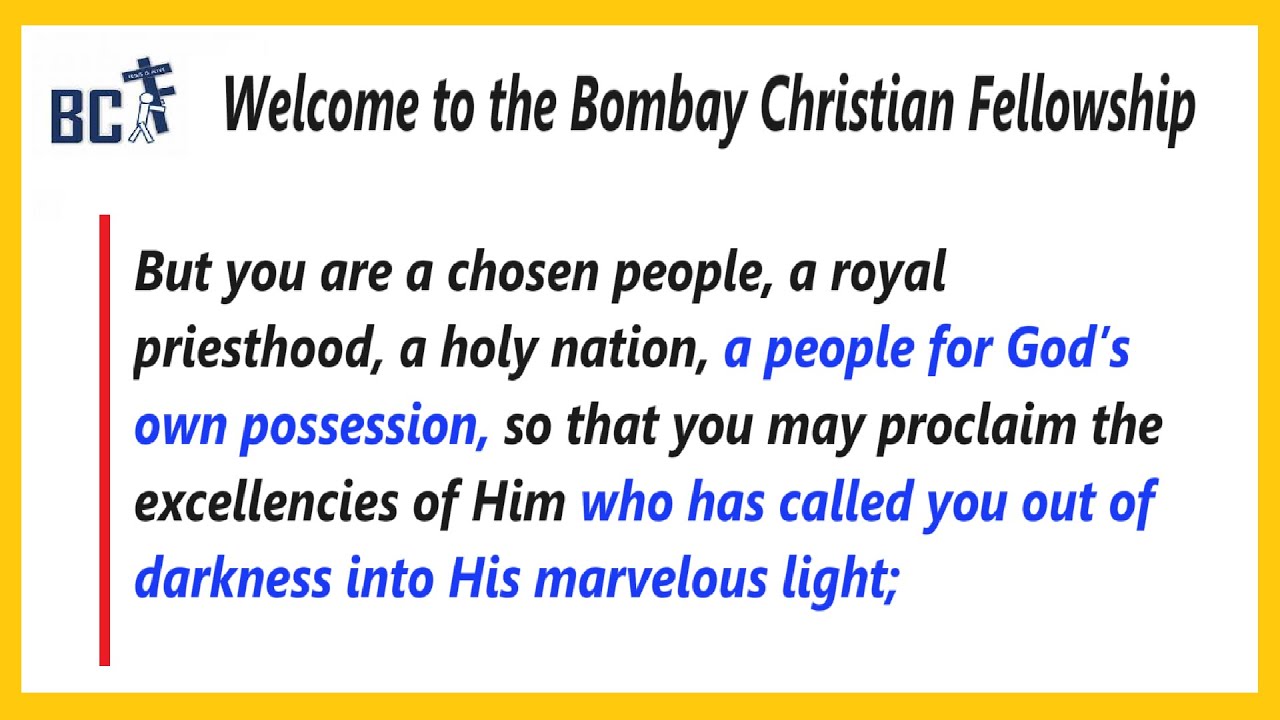 Welcome to the BCF Online Meeting // Bombay Christian Fellowship // 14.09.2023