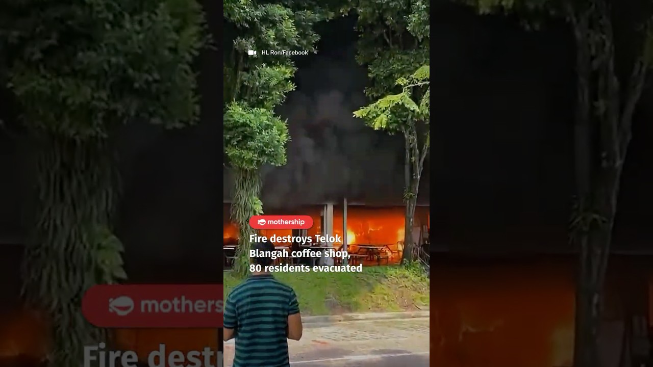 Fire destroys Telok Blangah coffee shop, 80 people in block evacuated