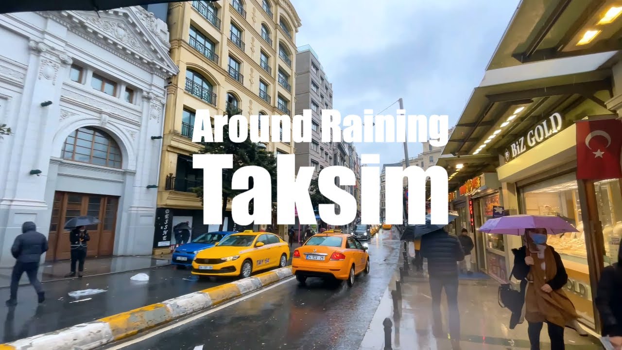 [4K UHD 🐇]  Walking around Taksim. Storm and Raining in Istanbul