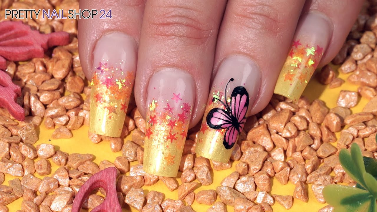 Nailart Glitter Stars “Pink Butterfly“