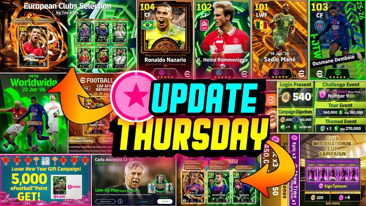 eFootball™ 2026 New Update! Free Epic 😍 New Treasure Link, Thursday Potw & Free Coins Campaign