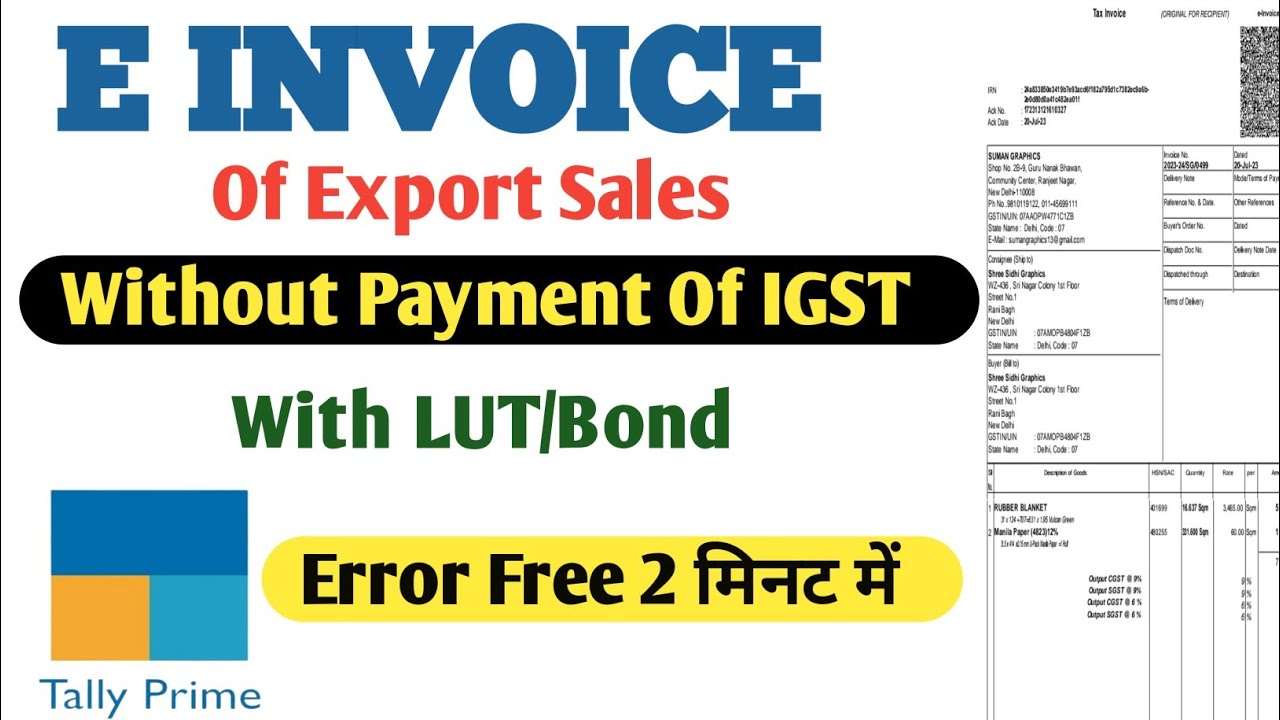 How to generate e invoice of Export sale in tally Prime। Export sale ka e invoice kaise banaye।