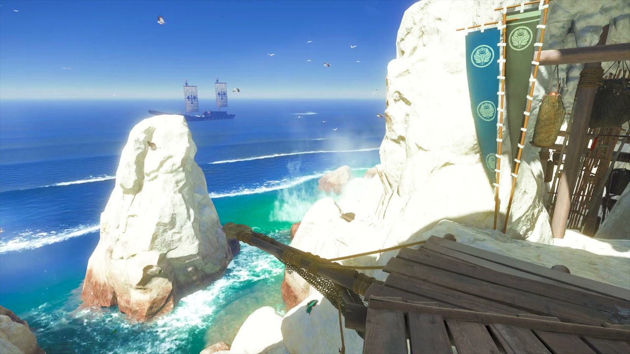 Ghost Of Tsushima - Ocean Cliffs Ambiance (sea breeze, water spray, crashing waves, seagulls)