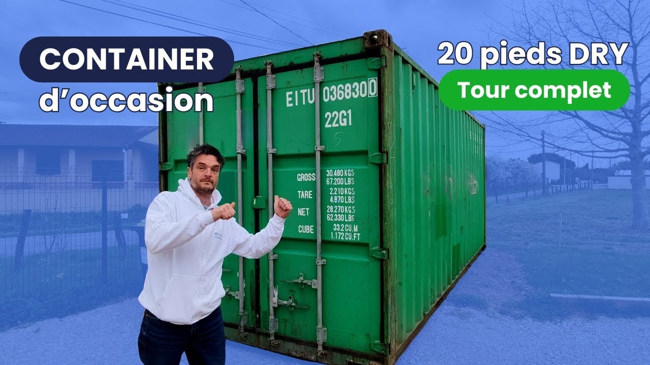 Container maritime 20 pieds dry (6 m) d'occasion : tour complet