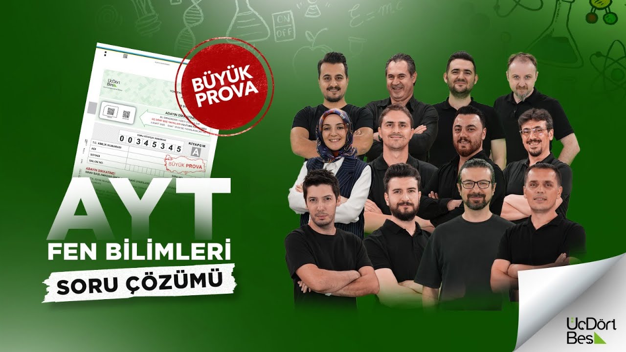 ÜçDörtBeş Yayınları AYT  Türkiye Geneli Büyük Prova 2025 - Fen Bilimleri
