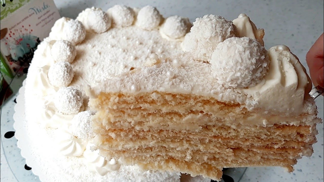 Zarte RAFFAELLO Torte, Brautkleidtorte, zergeht auf der Zunge / Торт РАФАЭЛО платье невесты