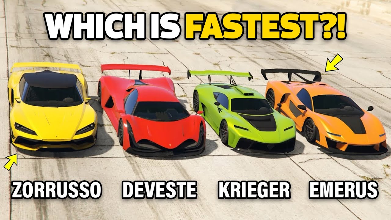 GTA 5 ONLINE - ZORRUSSO VS DEVESTE VS KRIEGER VS EMERUS (WHICH IS FASTEST?)