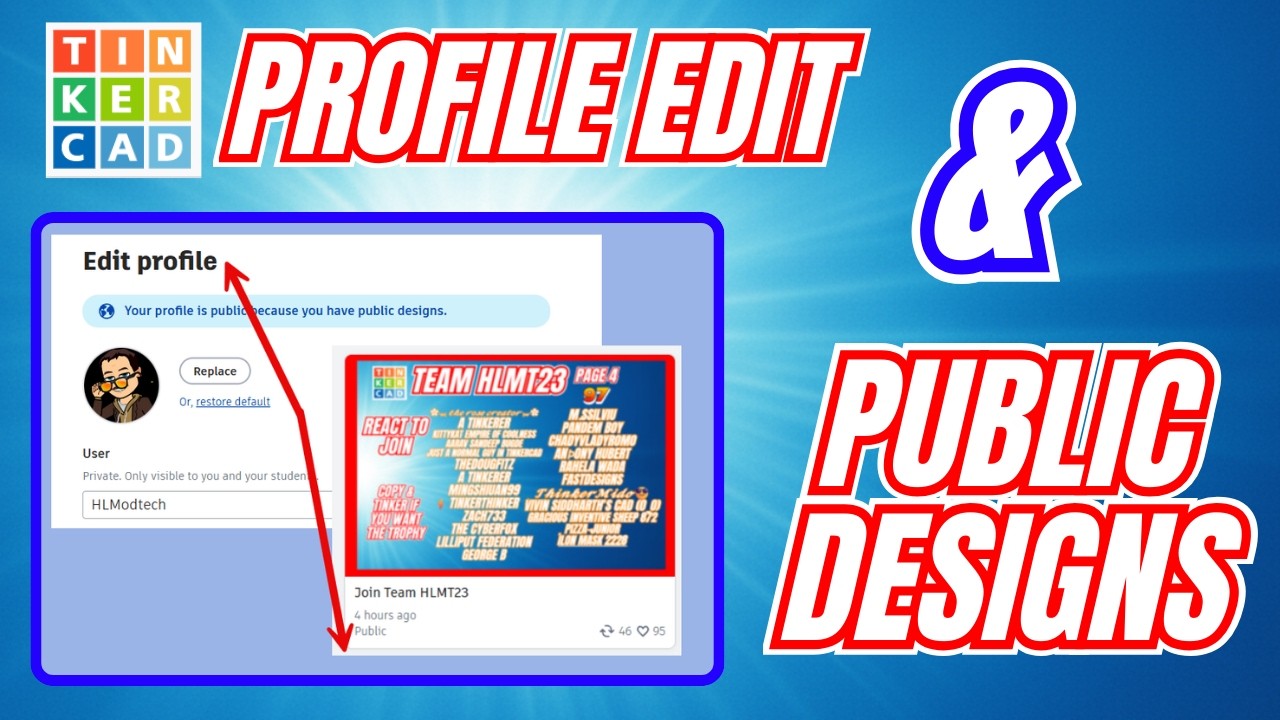 Simple steps to make your Tinkercad profile & designs public 🚨