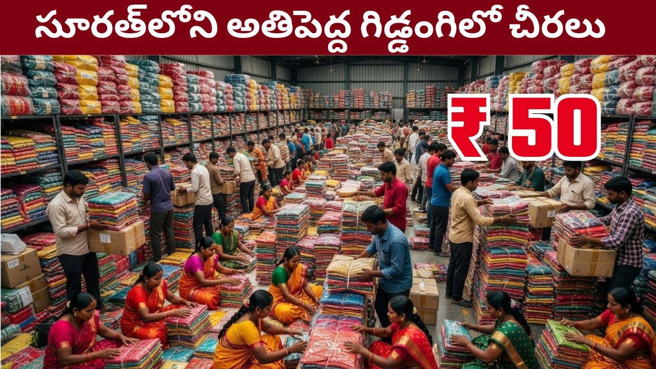 Sarees in the largest warehouse in Surat | Saree Factory In Surat | Surat Textile Market | Silk S...