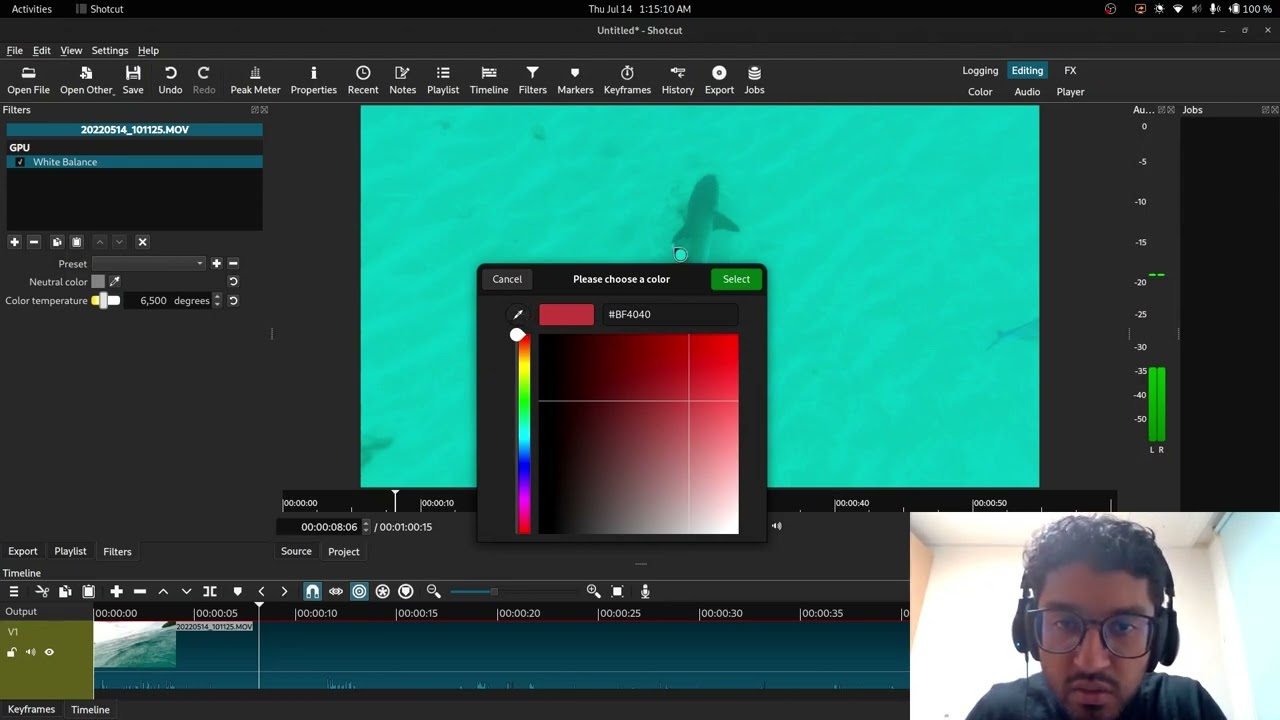 Color Correct Scuba / Snorkel Footage in Shotcut