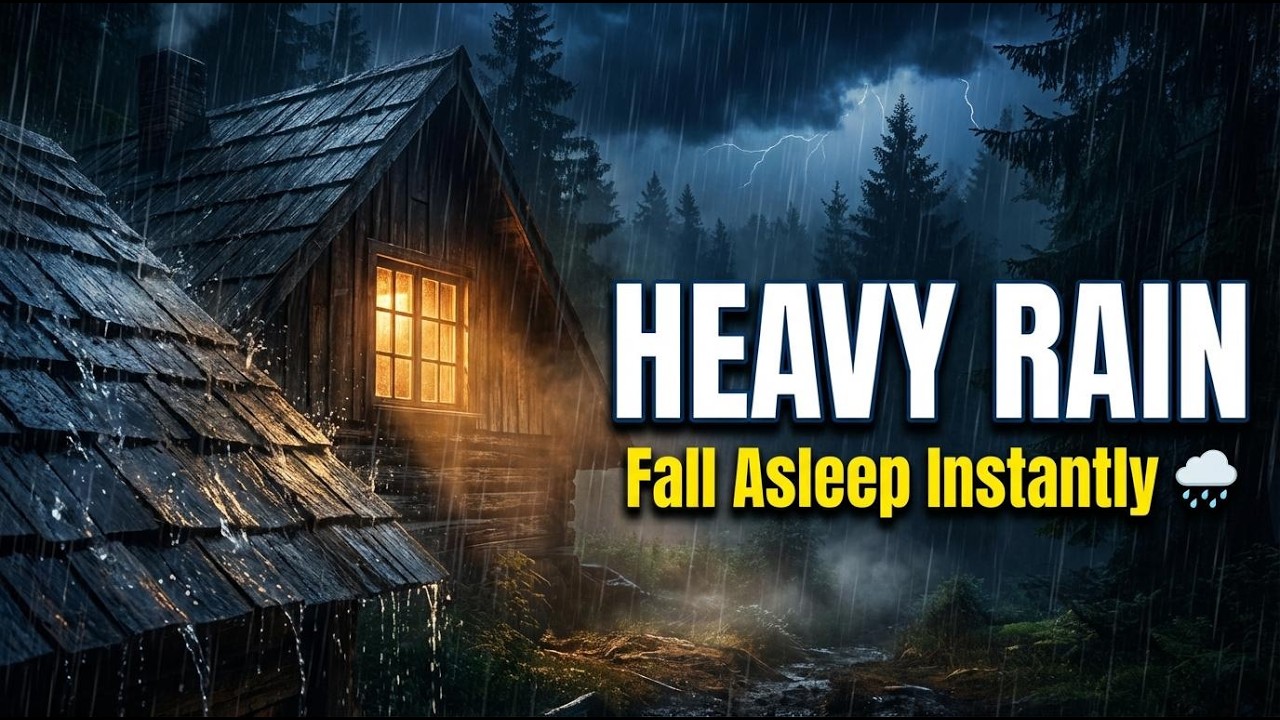 🌧️ Heavy Rain on Wooden Roof at Night | Instantly Fall Asleep