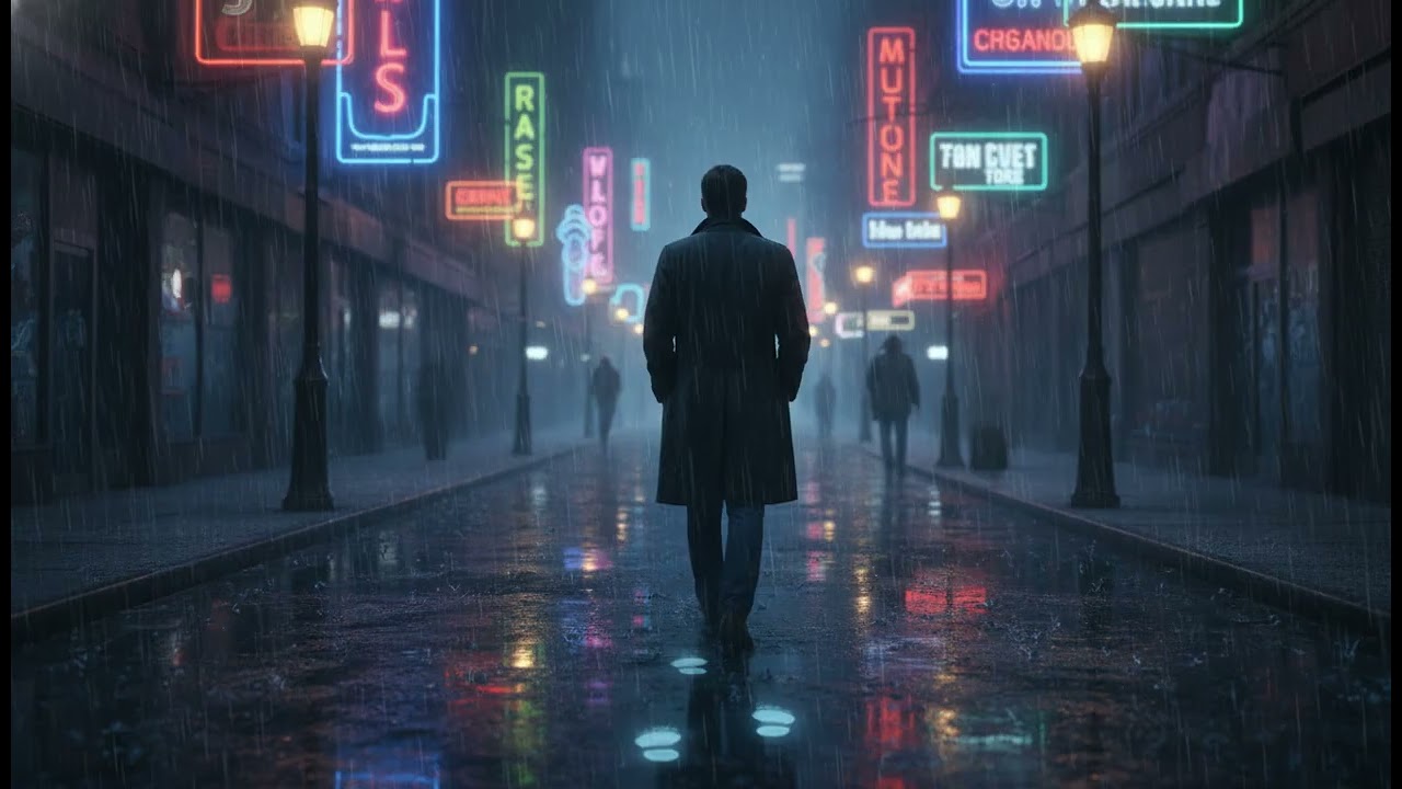Quiet Neon Rain Neon, Window Blues 🌃 Slow Electric Blues for Late Nights