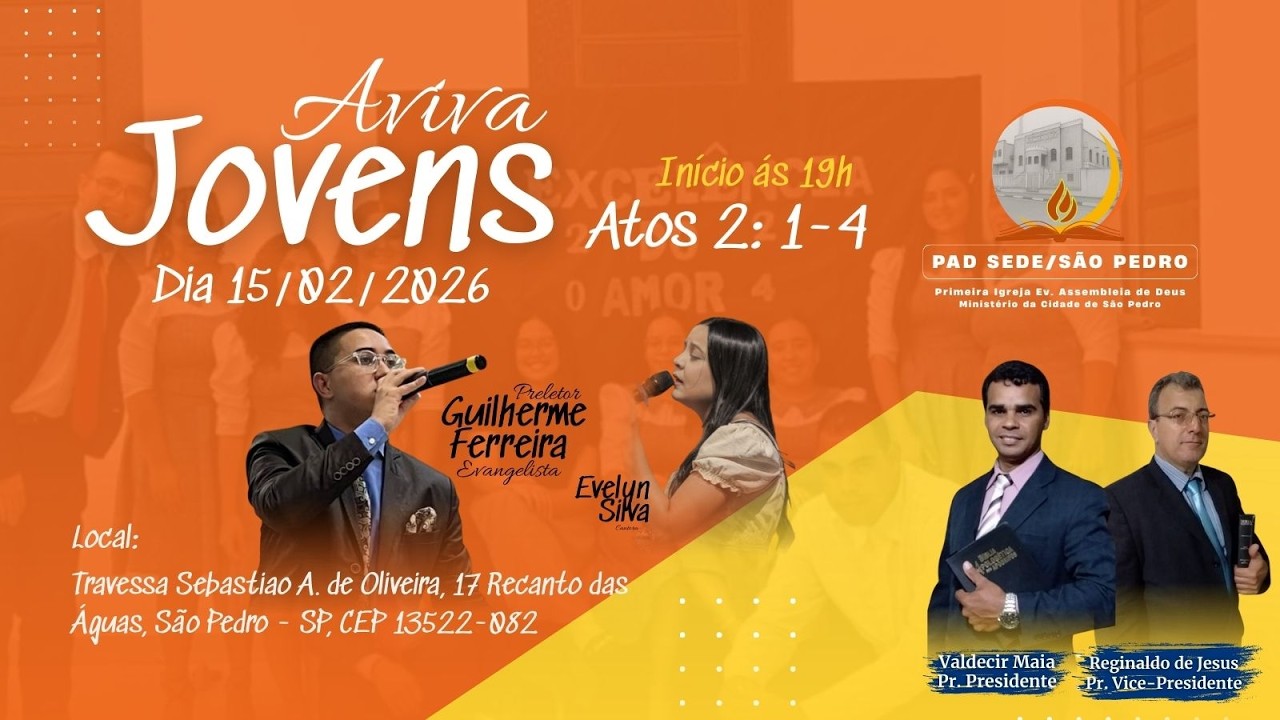 🔥 Culto Aviva Jovens Ao Vivo | Atos 2:1-4 | PAD São Pedro | Domingo 15/02 #AvivaJovens #avivamento