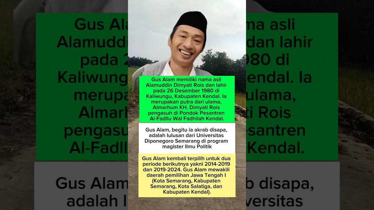 Biodata Gus Alam pengasuh di Pondok Pesantren Al-Fadllu Wal Fadhilah Kendal.