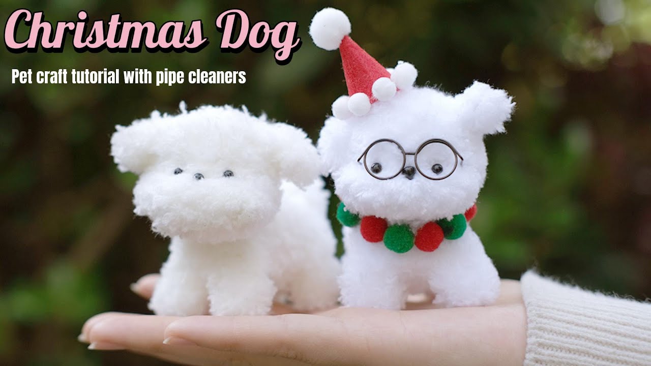 Christmas puppy craft tutorial with pipe cleaner