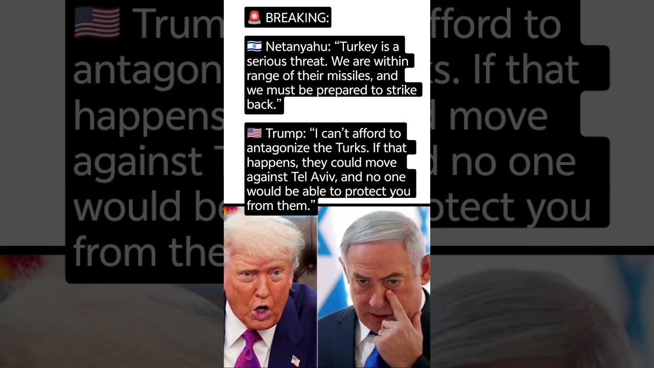 🚨 NETANYAHU WARNS: TURKEY IS A &ldquo;SERIOUS THREAT&rdquo; TO ISRAEL