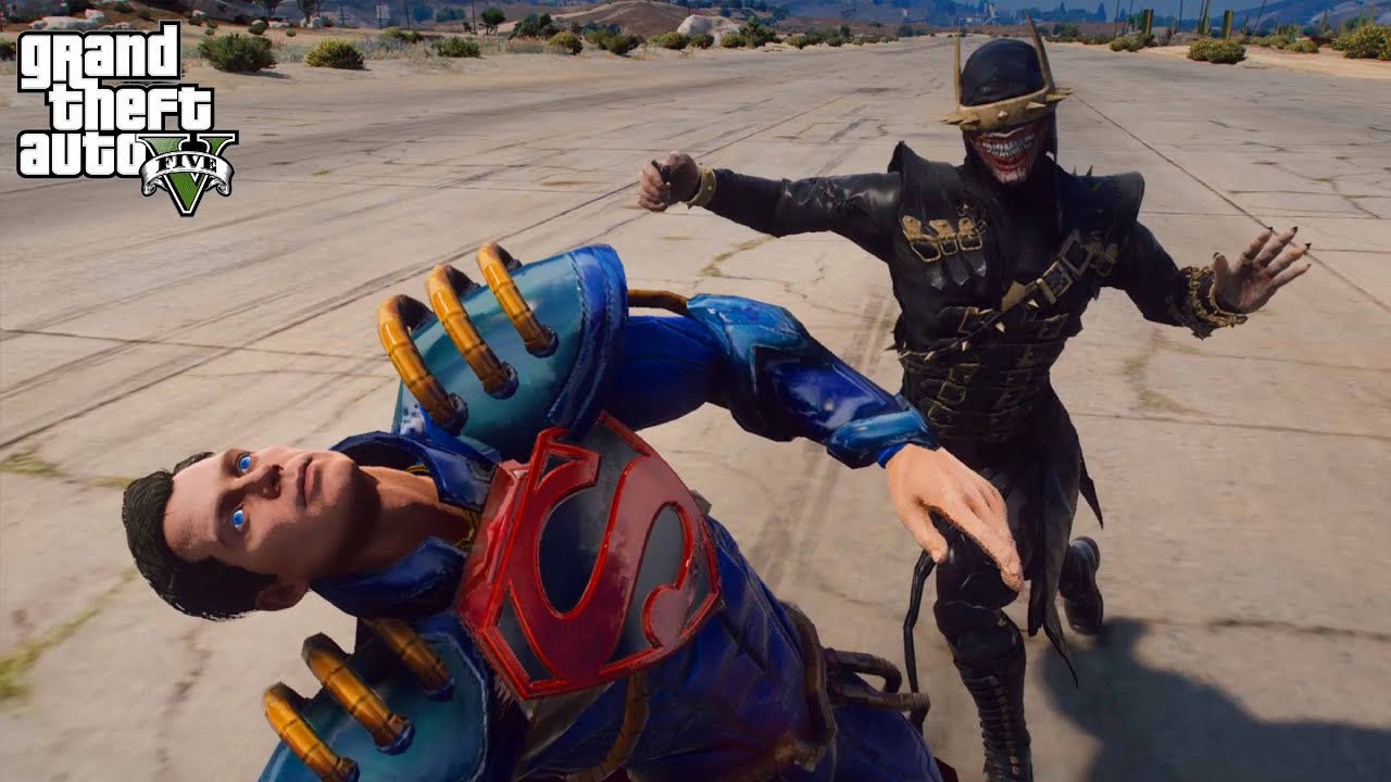 GTA 5 - Superman Prime VS Batman Who Laughts | Epic Full Battle!!
