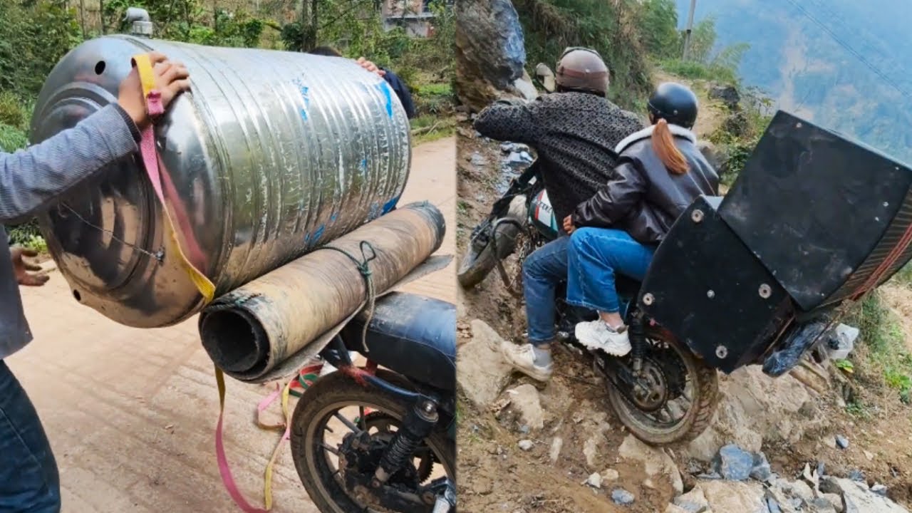 A Brave And Skilled Motorcyclist Helps A Woman Transport A Stereo System!#kindness #adventure #funny