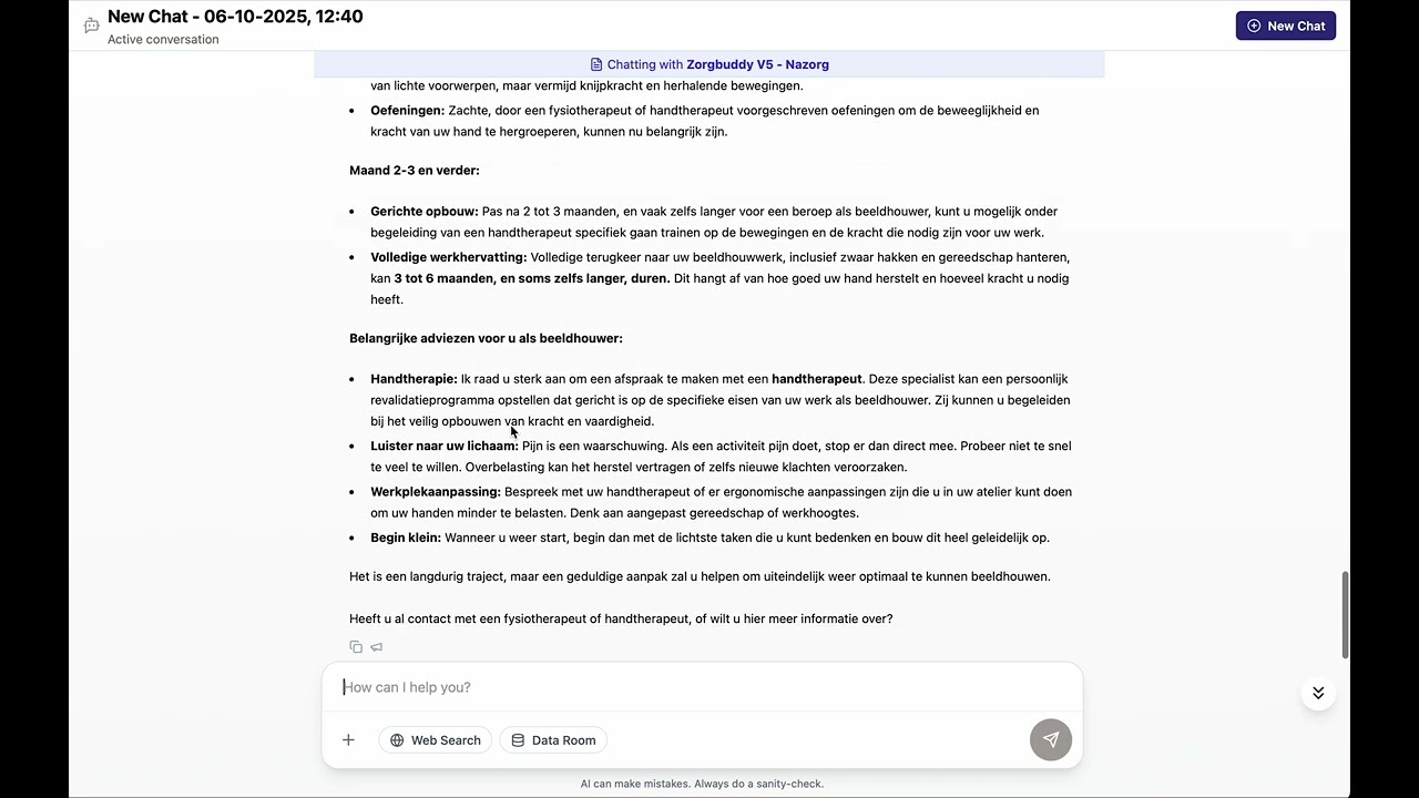 Slimme assistent - Carpaal Tunnel Syndroom - Nazorg