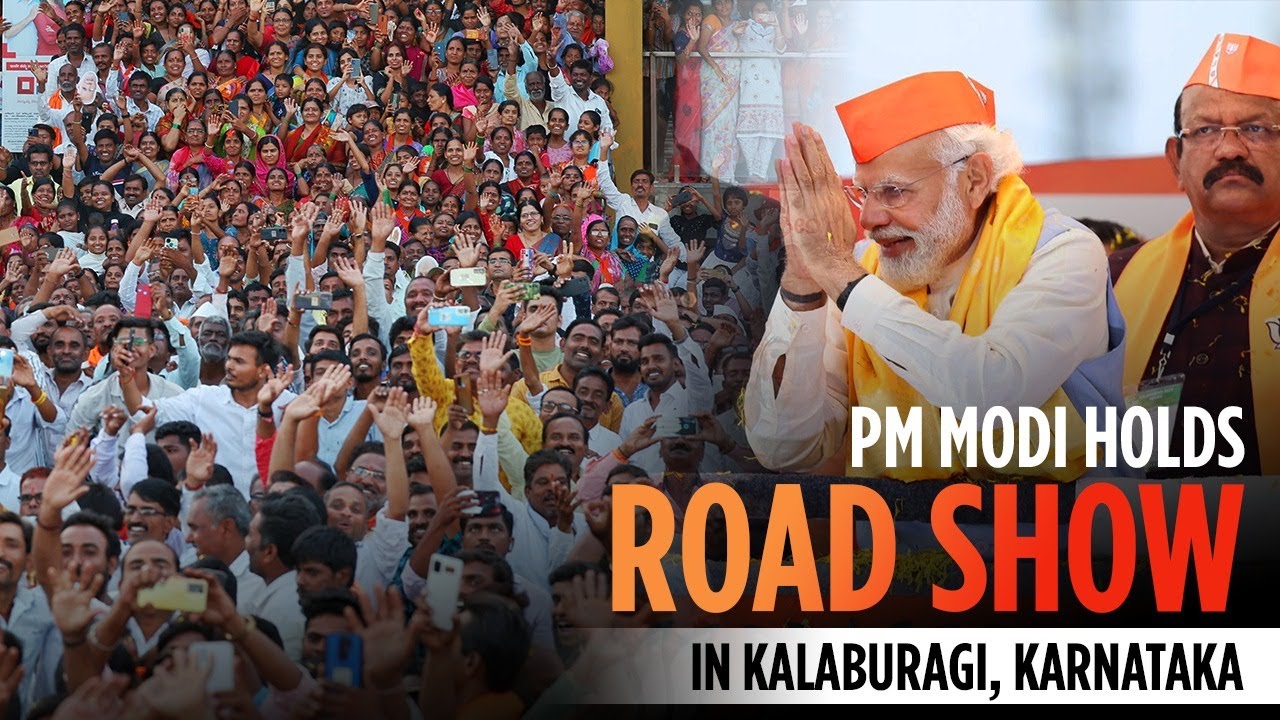 PM Modi holds road show in Kalaburagi, Karnataka