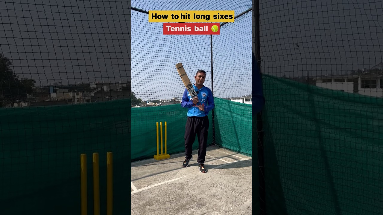 How to hit long sixes with tennis ball 🎾 #shorts #cricket