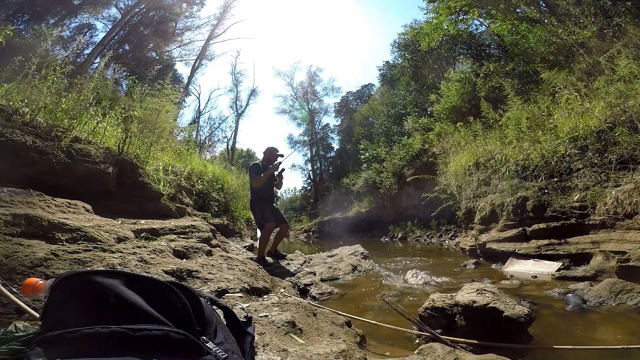 PESCA URBANA, recorriendo pequeño arroyo, pescando Dorados y bogas,  caña de tacuara y señuelos..