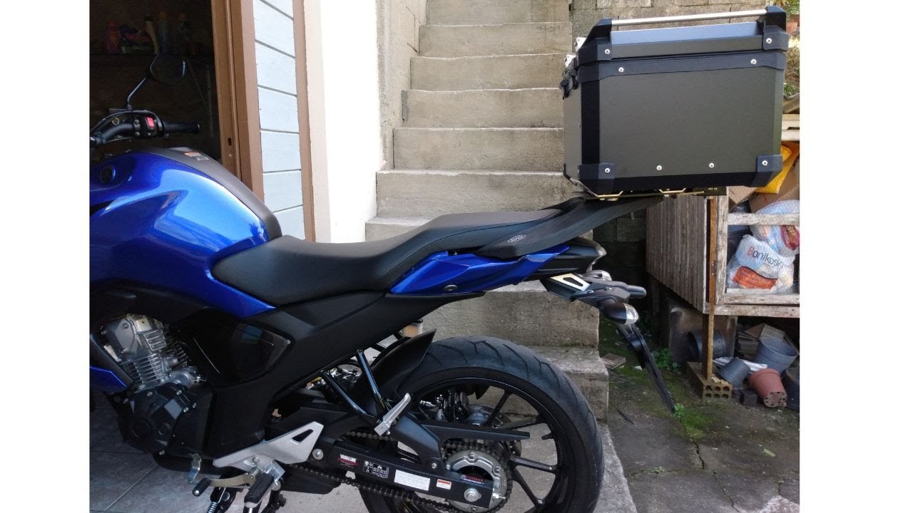 Unboxing e instalação de Baú de alumínio na Fazer FZ15 abs . + consideração a respeito do bagageiro.