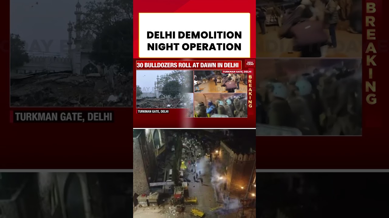 #delhidemolition #bulldozer Massive Demolition in Delhi: Over 30 Bulldozers Remove Encroachments