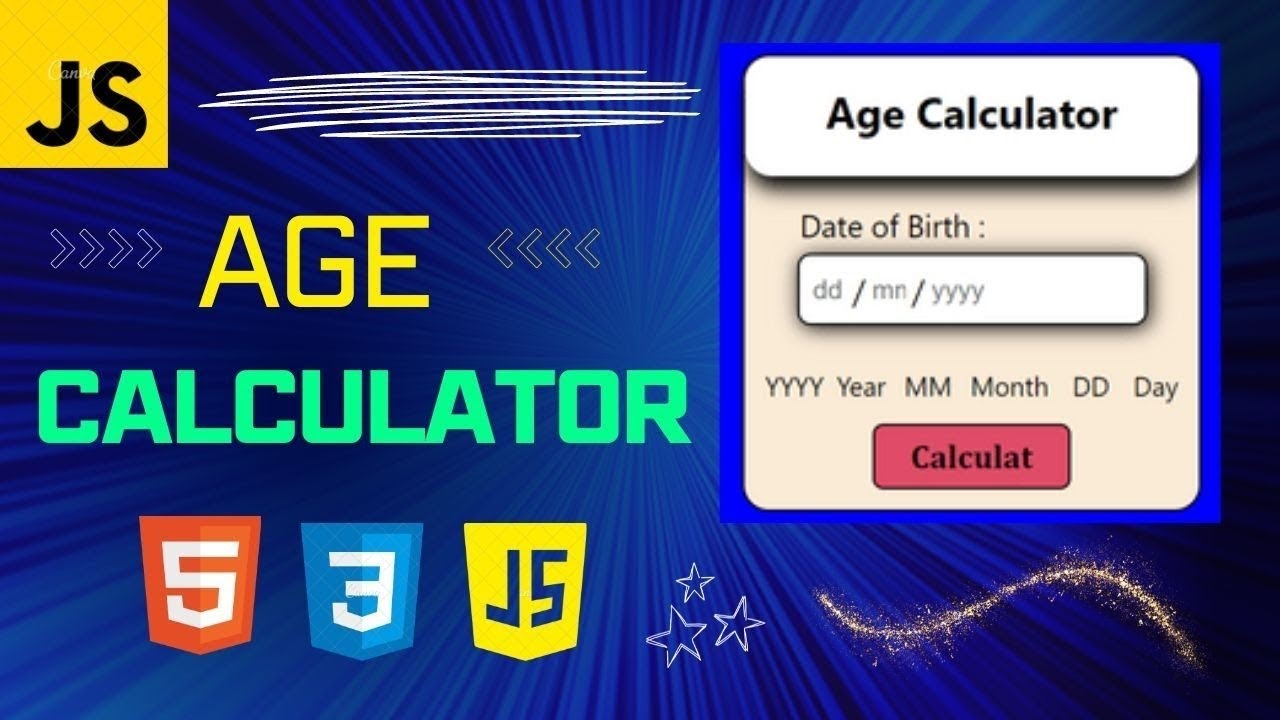 age calculator using html css and javascript | javascript projects