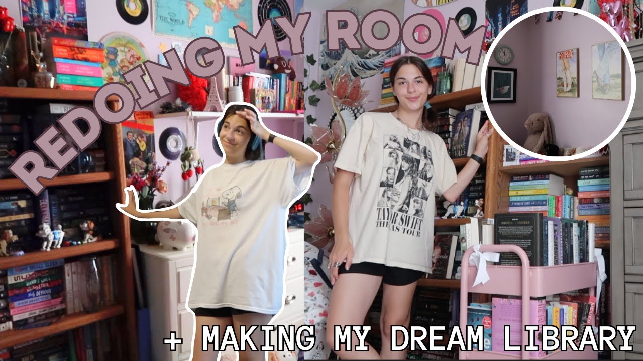 MAKING MY DREAM LIBRARY + redoing my ENTIRE bedroom & a bookshelf tour!!📚🛏️✨