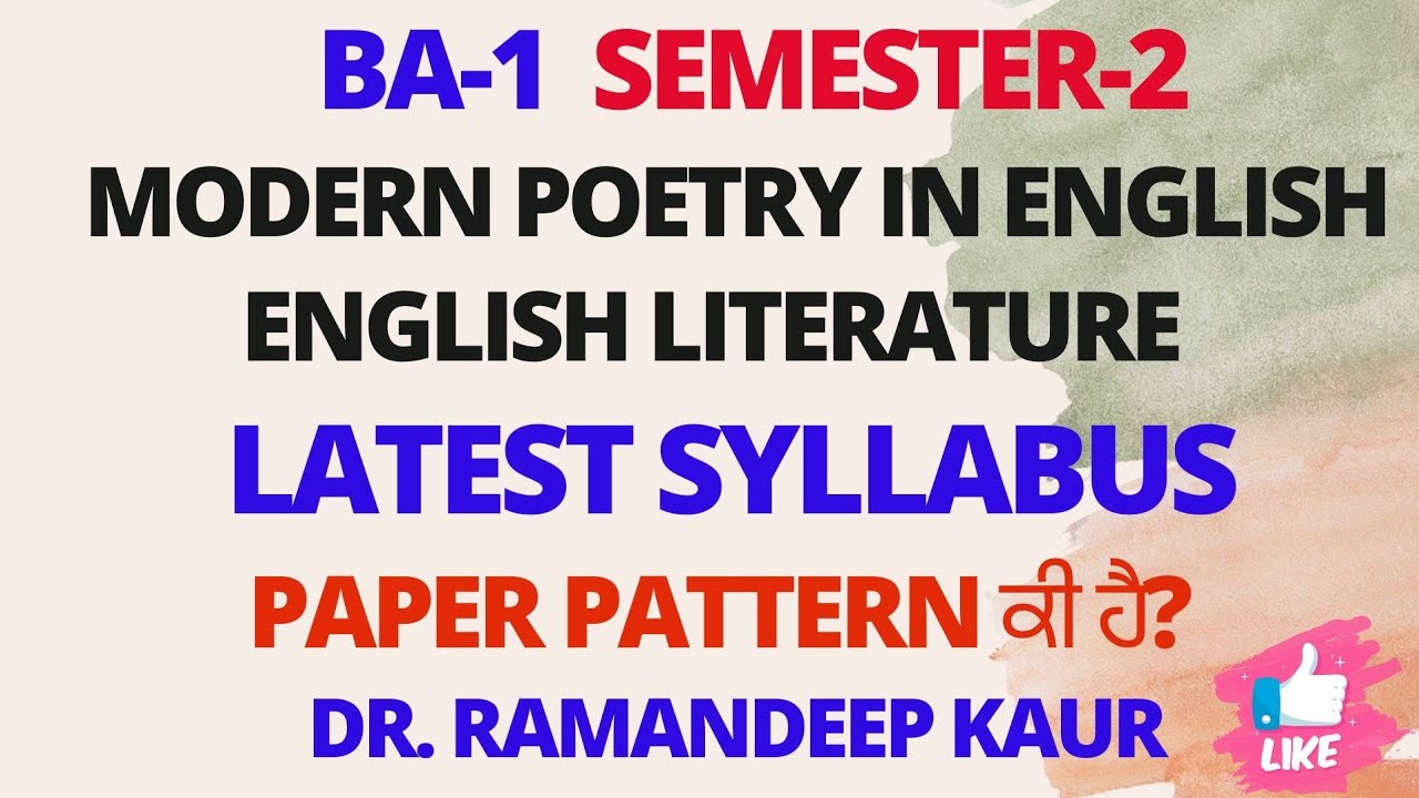 Latest Syllabus of Modern Poetry in English #English Literature #Semester2 #modern poetry