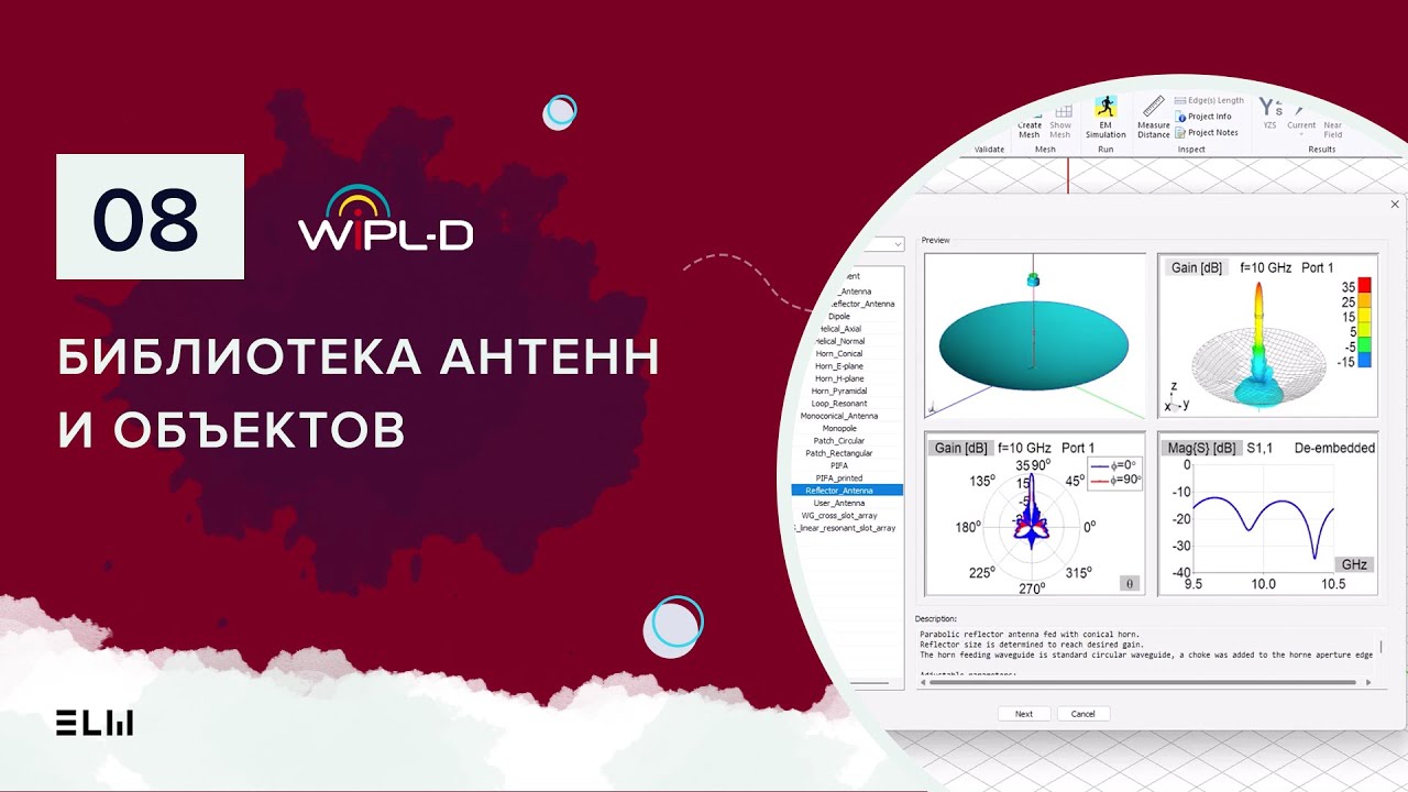 Библиотека антенн и объектов в WIPL-D