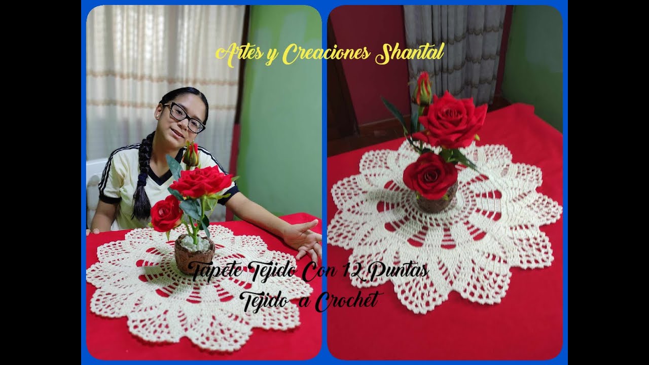 Lindo Tapete con 12 Puntas Tejido a Crochet.