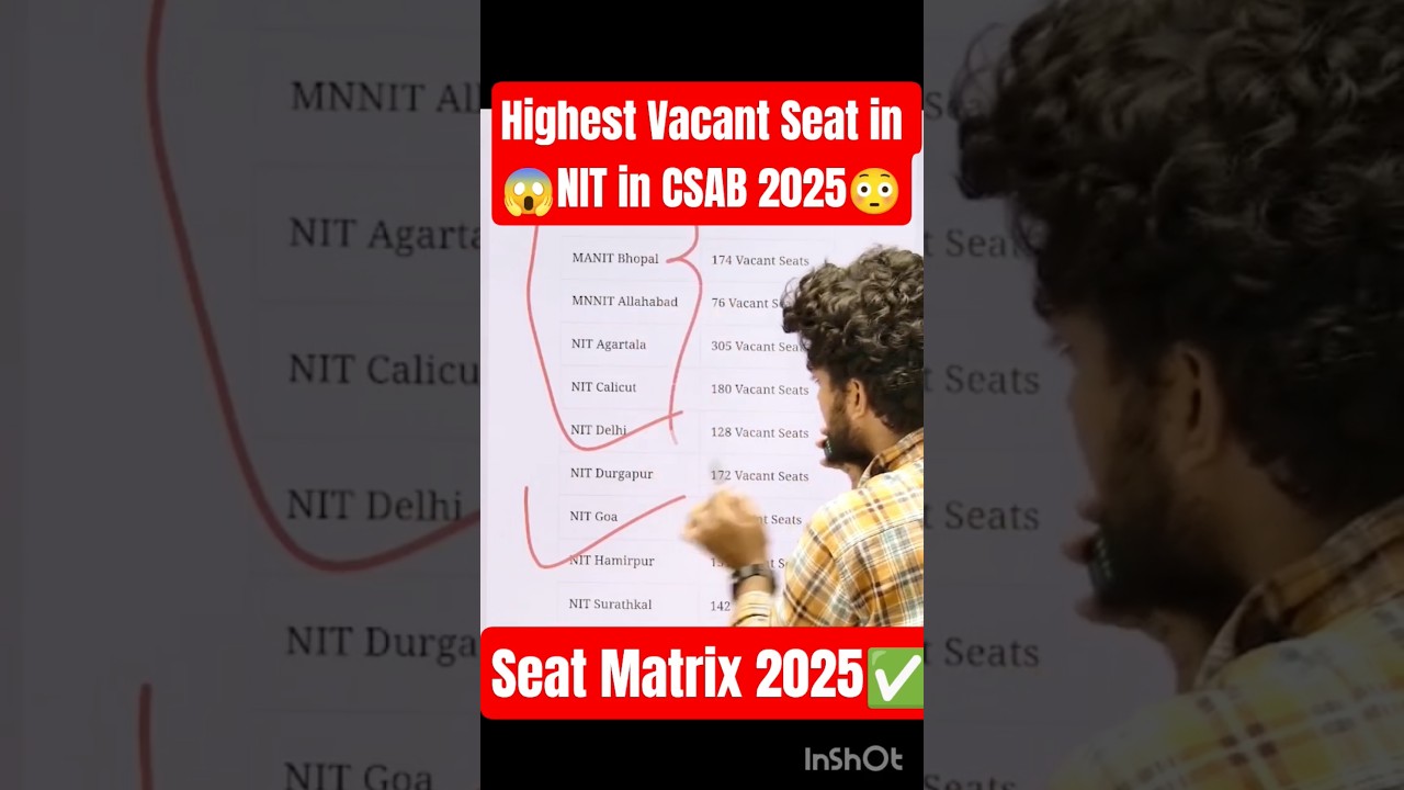 CSAB Seat Matrix 2025 Out✅| All NIT/IIIT CSE Vacant Seat for CSAB 2025🚨| CSAB Counselling 2025 #csab