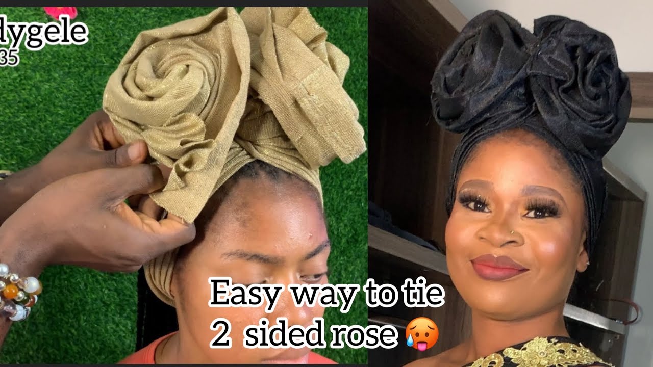 Easy way to tie 2 sided rose gele with asoke🥵